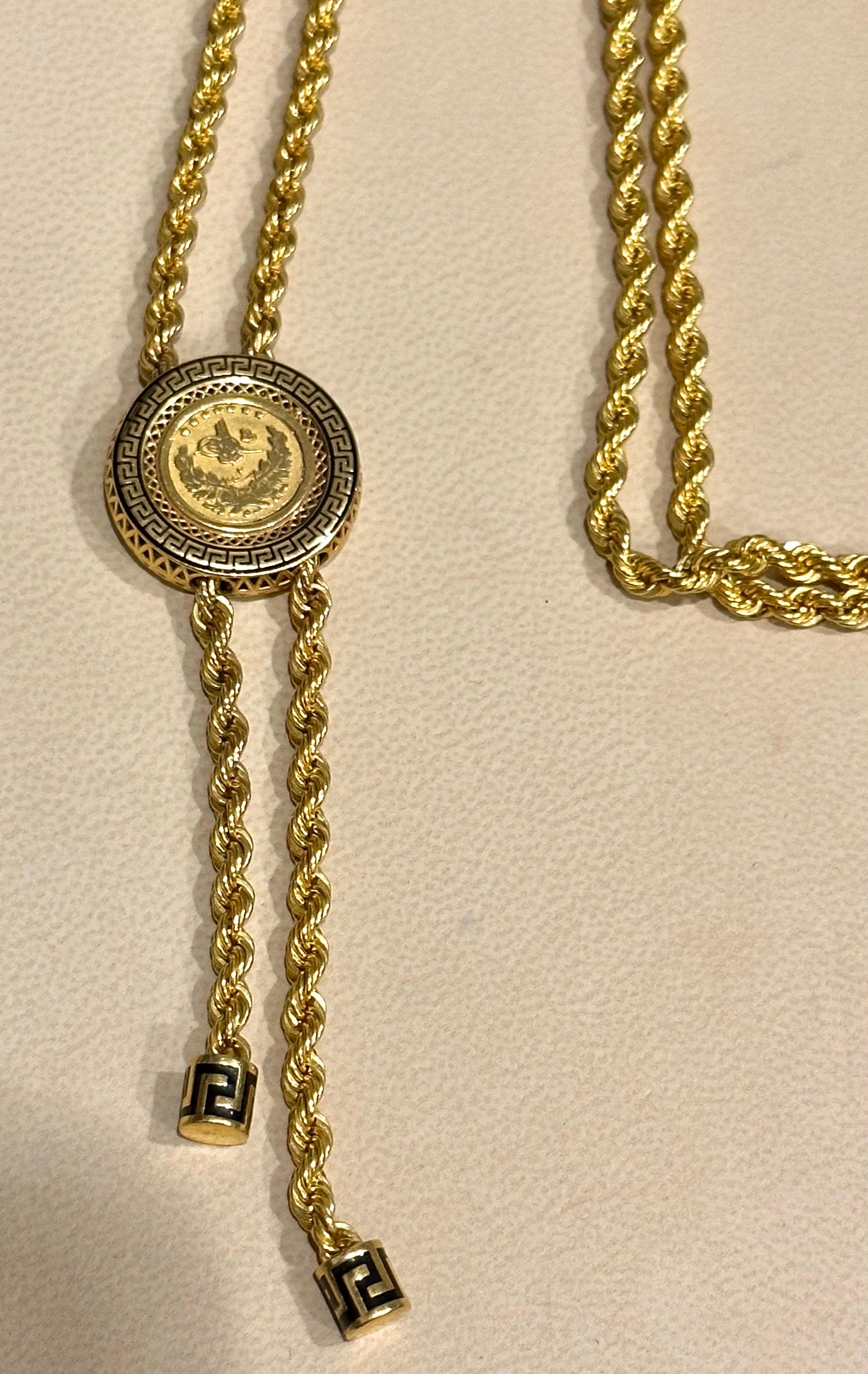 21 Karat Yellow Gold Coin Vintage Necklace with Hanging 3
