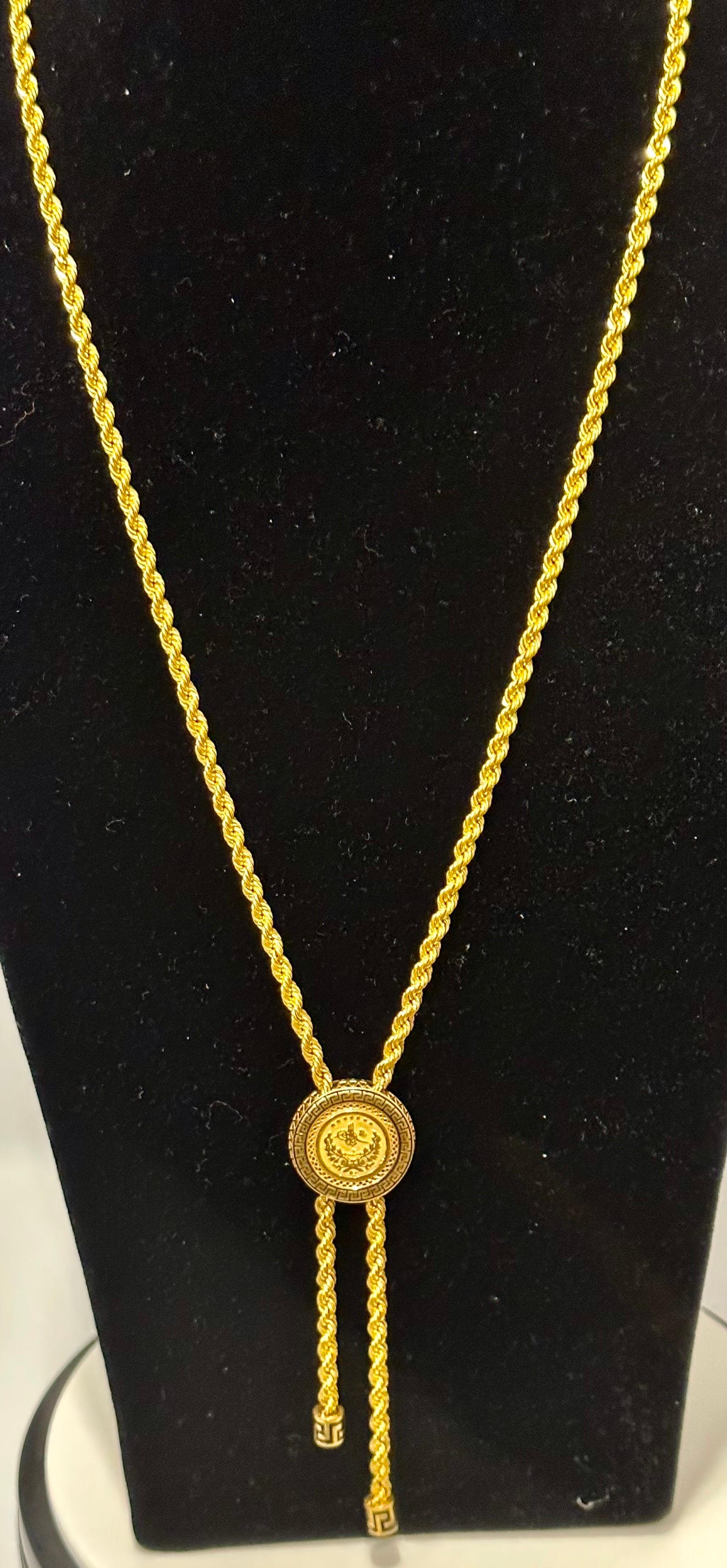 21 Karat Yellow Gold Coin Vintage Necklace with Hanging 4