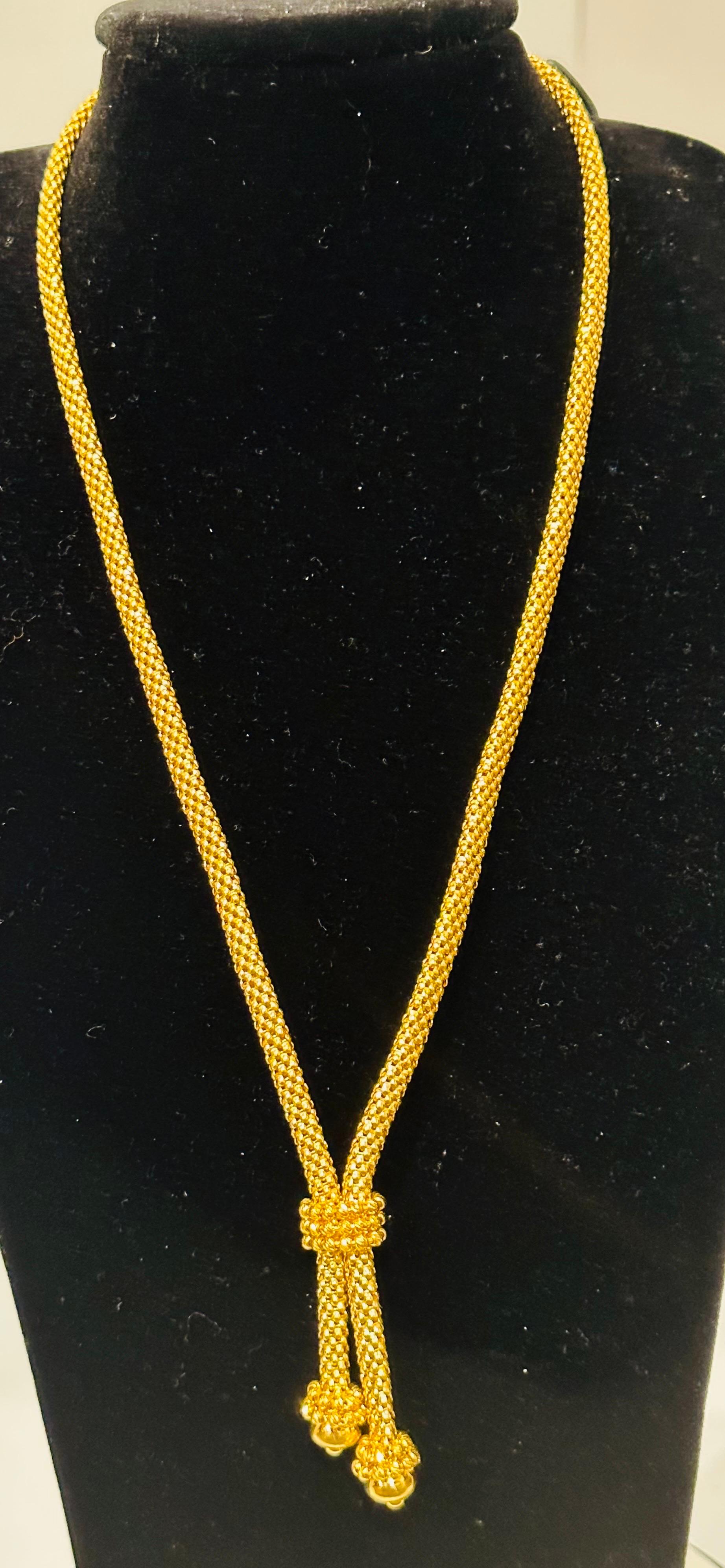 21 Karat Yellow Gold Himo Adjustable Length Vintage Necklace In Excellent Condition In New York, NY