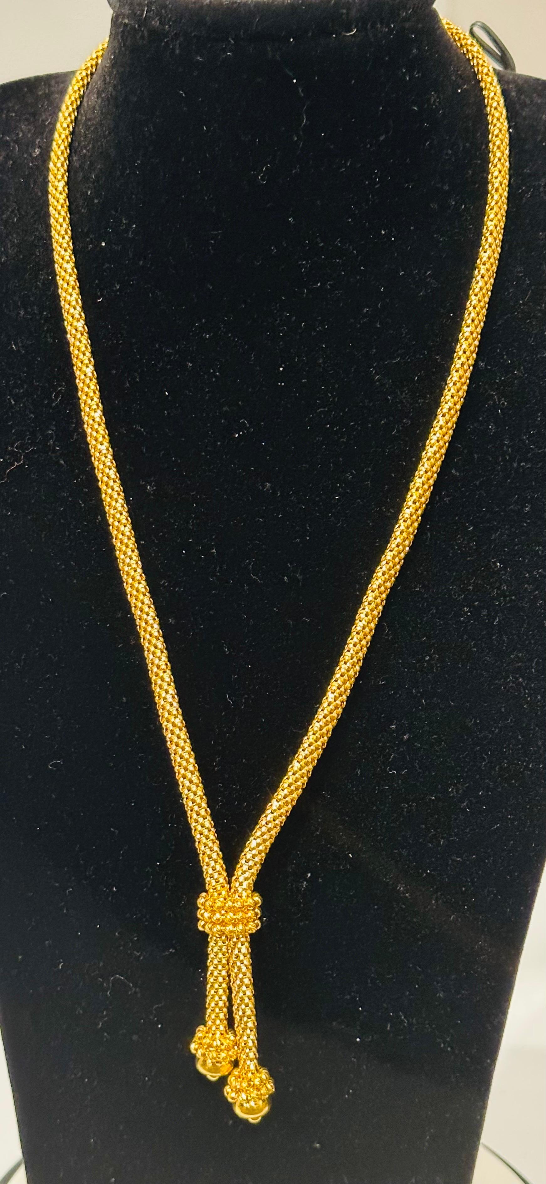 Women's 21 Karat Yellow Gold Himo Adjustable Length Vintage Necklace