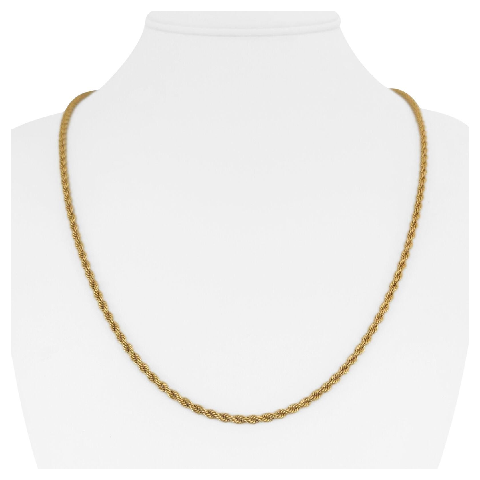21 Karat Yellow Gold Hollow Light Rope Chain Necklace For Sale at 1stDibs