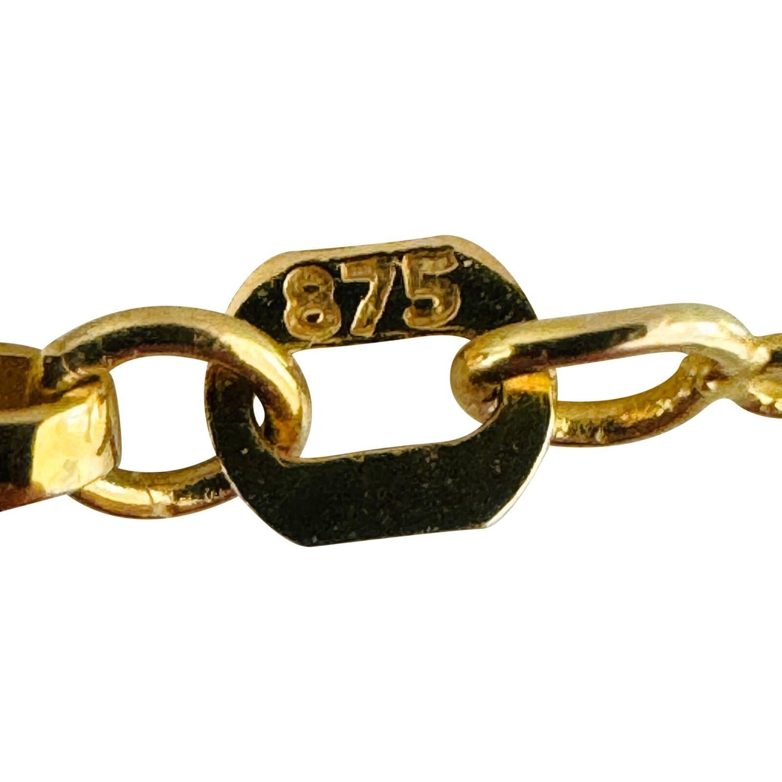 Halskette aus 21 Karat Gelbgold mit Kabelgliedern und Kleeblatt-Anhänger für Damen 4