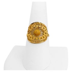 21 Karat Yellow Gold Ladies Diamond Cut Fancy Ring