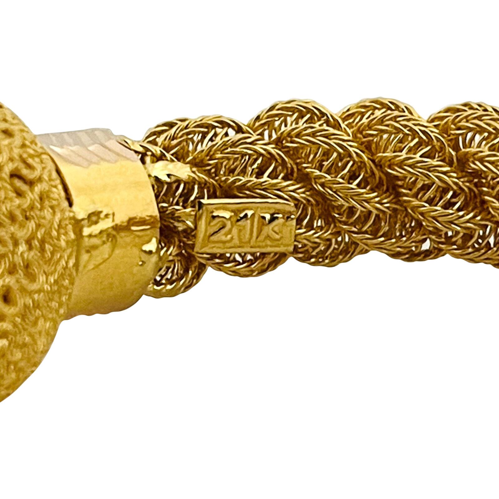 Women's 21 Karat Yellow Gold Ladies Fancy Spiral Twisted Ball Bangle Bracelet For Sale