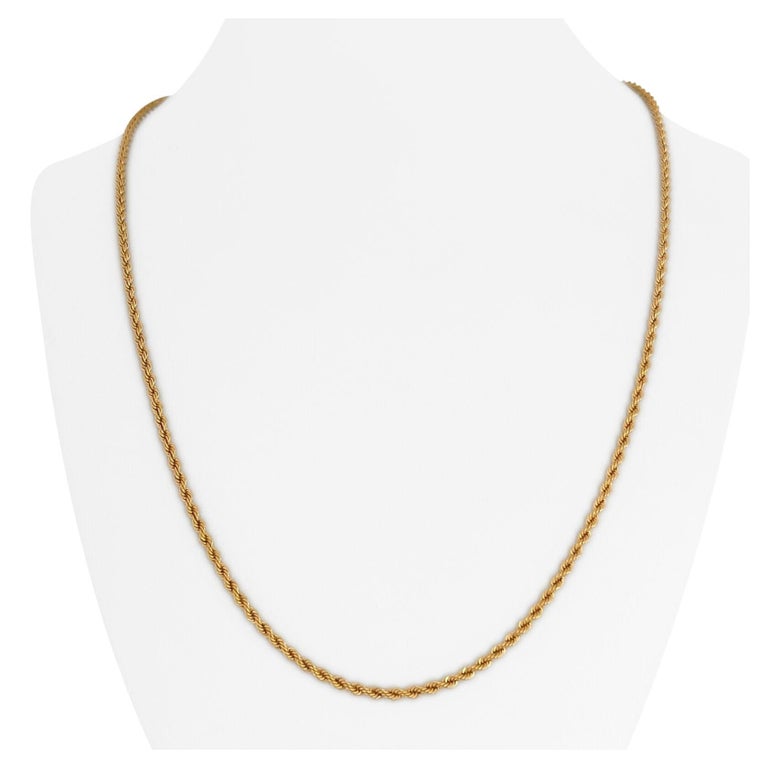 21 Karat Yellow Gold Light Hollow Rope Chain Necklace Saudi Arabia