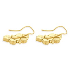 21 Karat Yellow Gold Sliced Multi Cut Diamond Drop Earrings