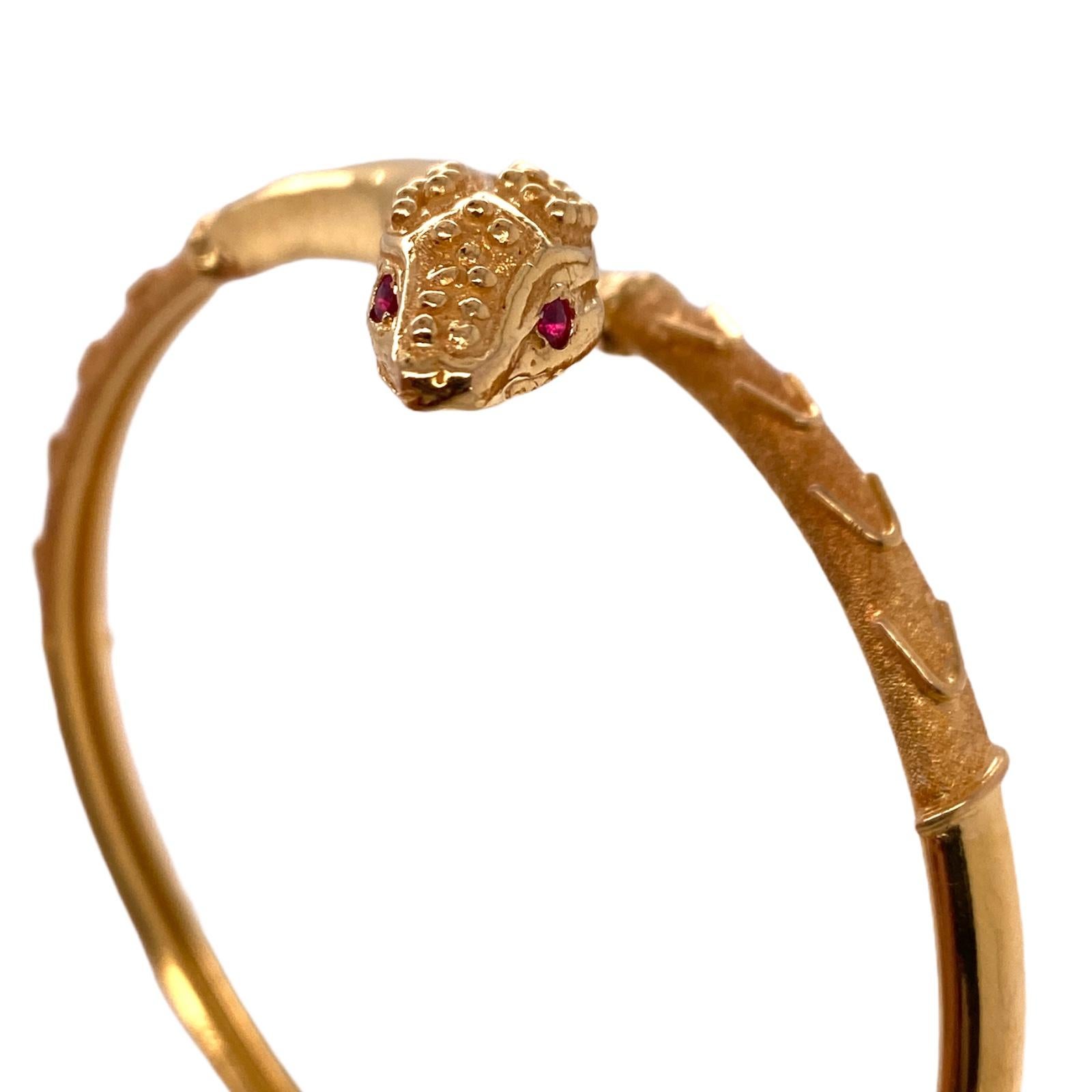 Modern 21 Karat Yellow Gold Snake Vintage Bangle Coil Cuff Bracelet
