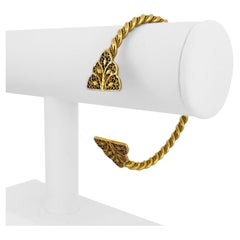 21 Karat Yellow Gold Solid Heavy Twisted Flex Cuff Bracelet