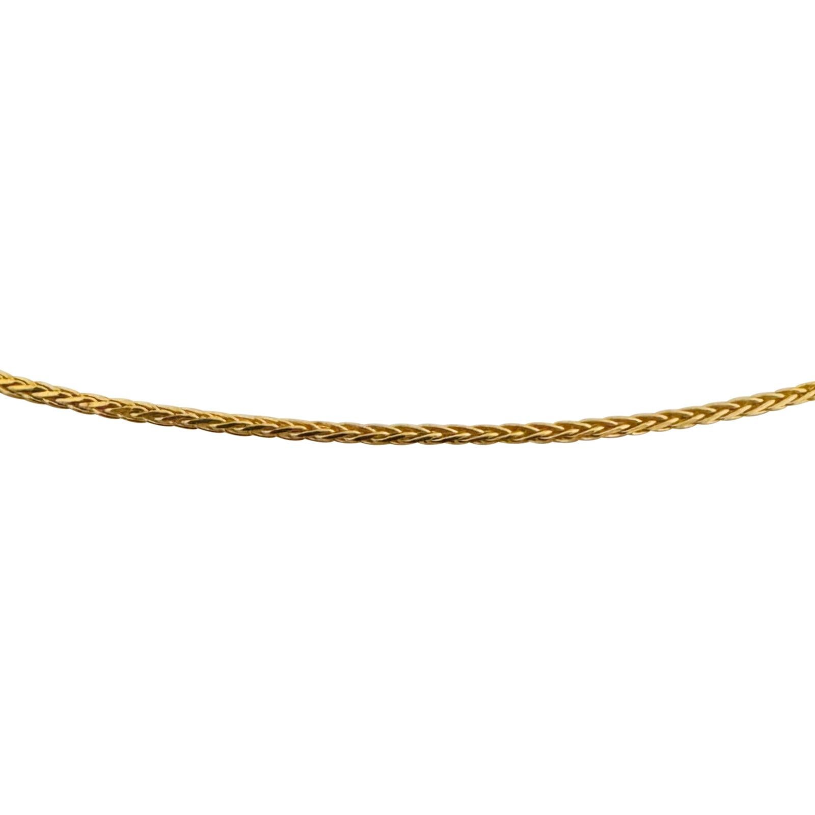 21 Karat Yellow Gold Solid Thin Wheat Link Chain Necklace In Good Condition In Guilford, CT