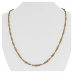21 Karat Yellow Gold Solid Twisted Curb Link Chain Necklace