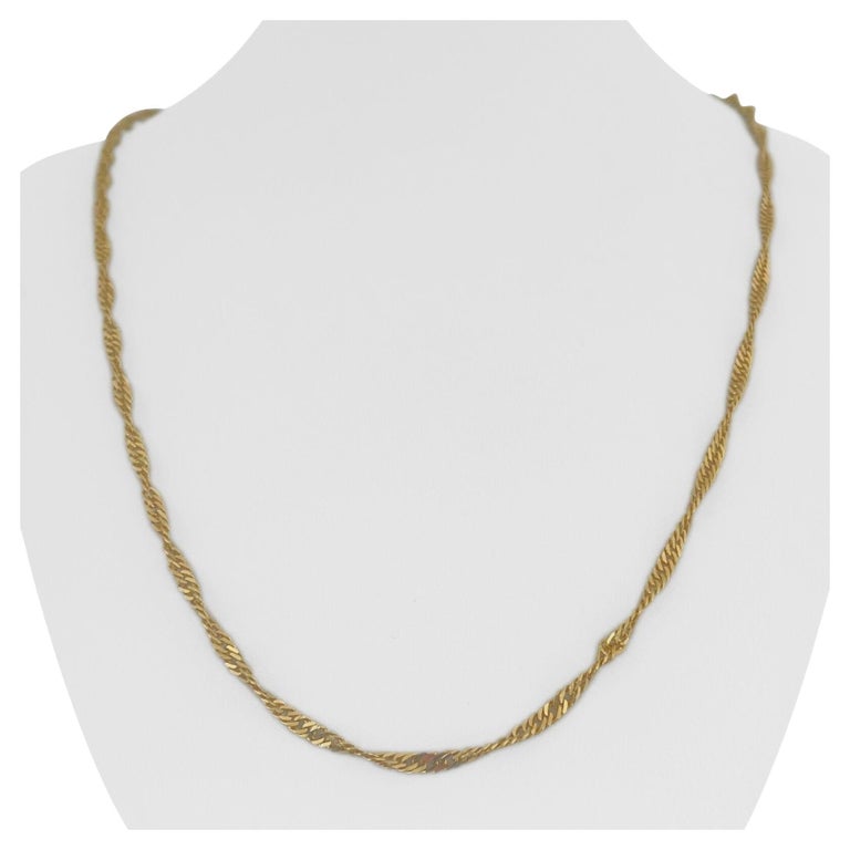 21 Karat Yellow Gold Solid Twisted Curb Link Chain Necklace For Sale at 1stDibs