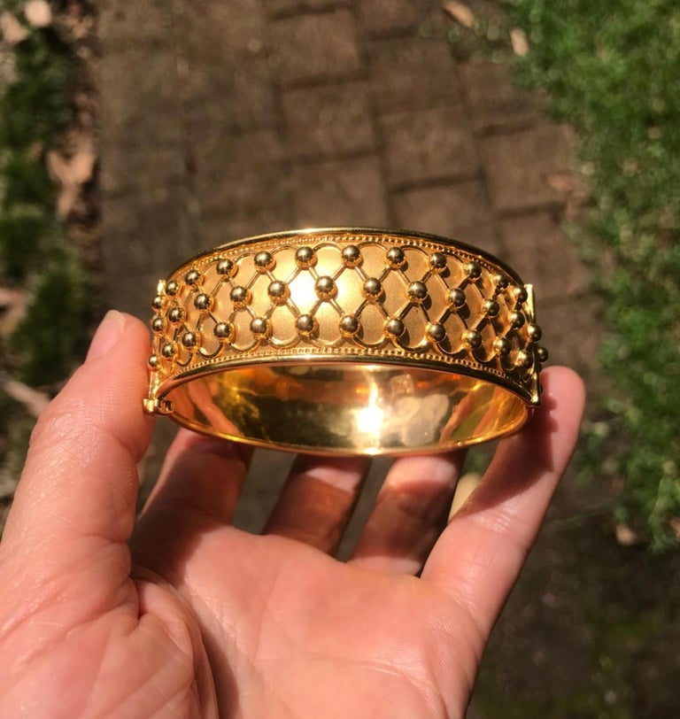 21 Karat Yellow Gold Swirl and Ball Fancy Bangle at 1stDibs 21 karat gold
