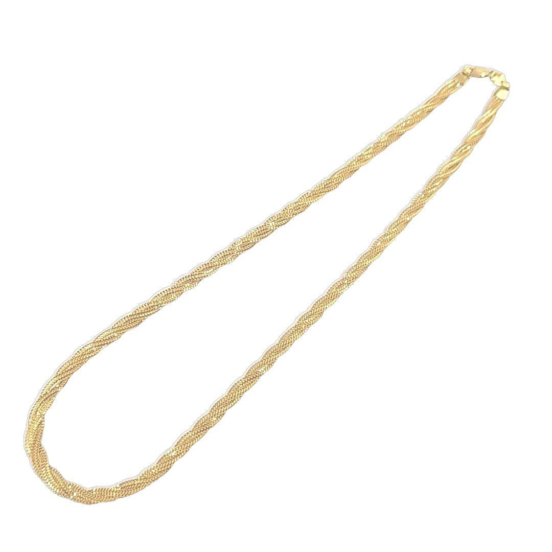 21 karat yellow gold woven necklace In Good Condition For Sale In Coral Gables, FL