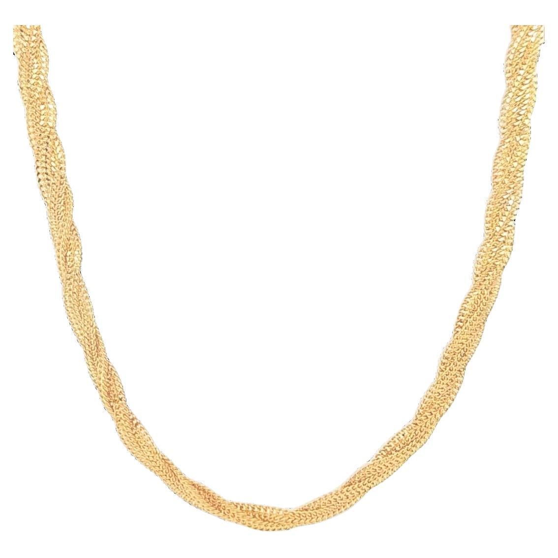 21 karat yellow gold woven necklace