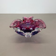 2.1 kg Pink-Purple Murano Glass Bowl Element Shell Ashtray Murano, Italy, 1970s