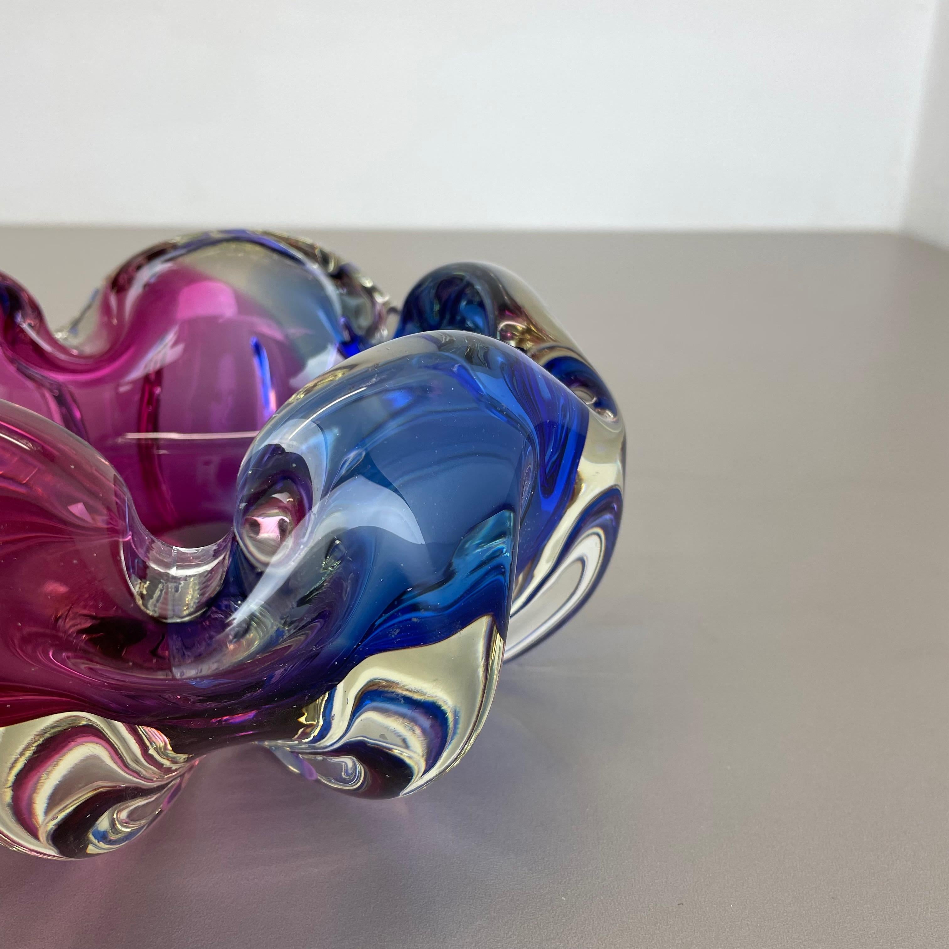 2, 1 kg Pink-Purple Murano Glass Bowl Element Shell Ashtray Murano, Italy, 1970s For Sale 1
