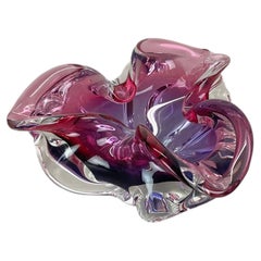 2.1 kg Pink-Purple Murano Glass Bowl Element Shell Ashtray Murano, Italy, 1970s