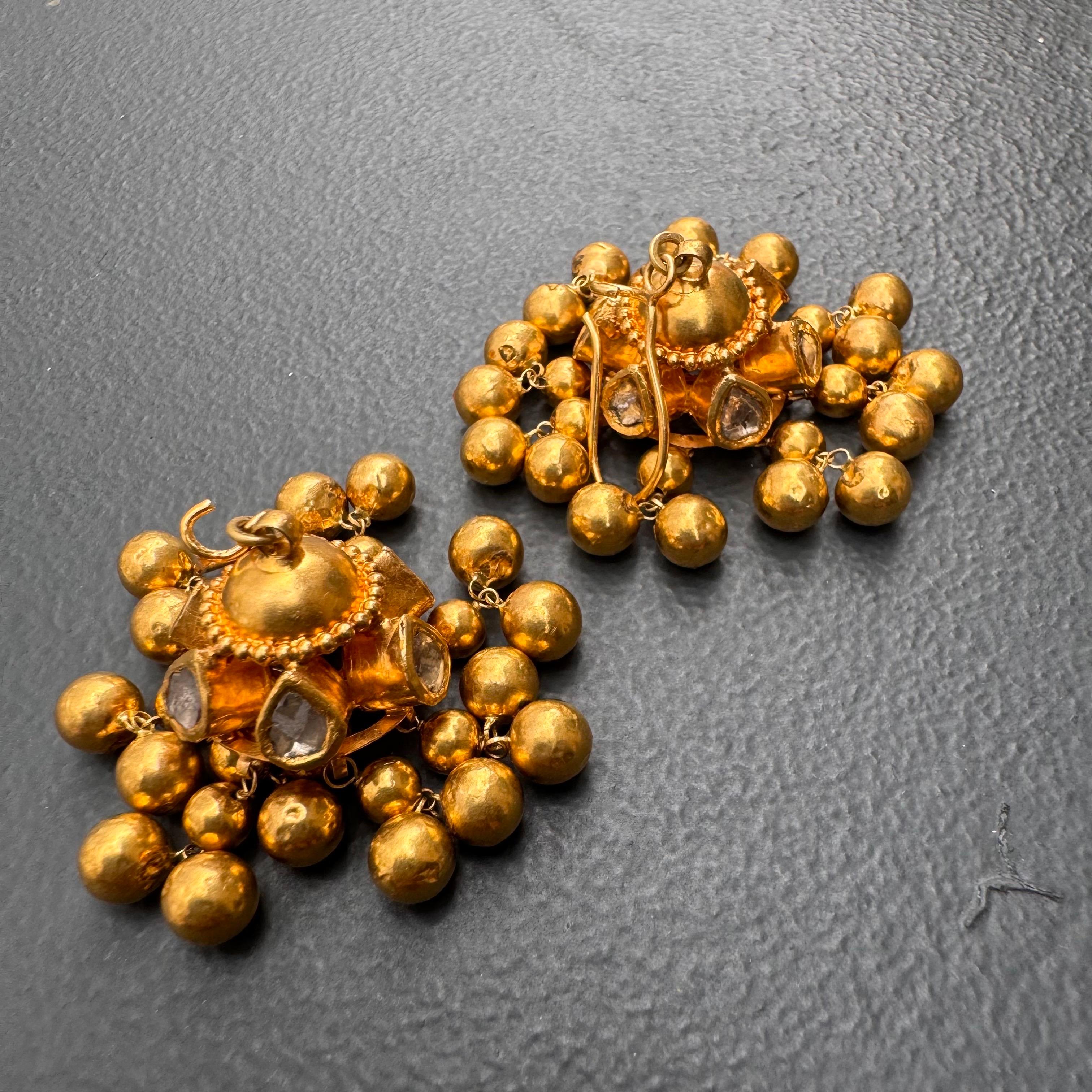 21 kt Solid Gold Diamond  Chandelier Earrings  For Sale 6