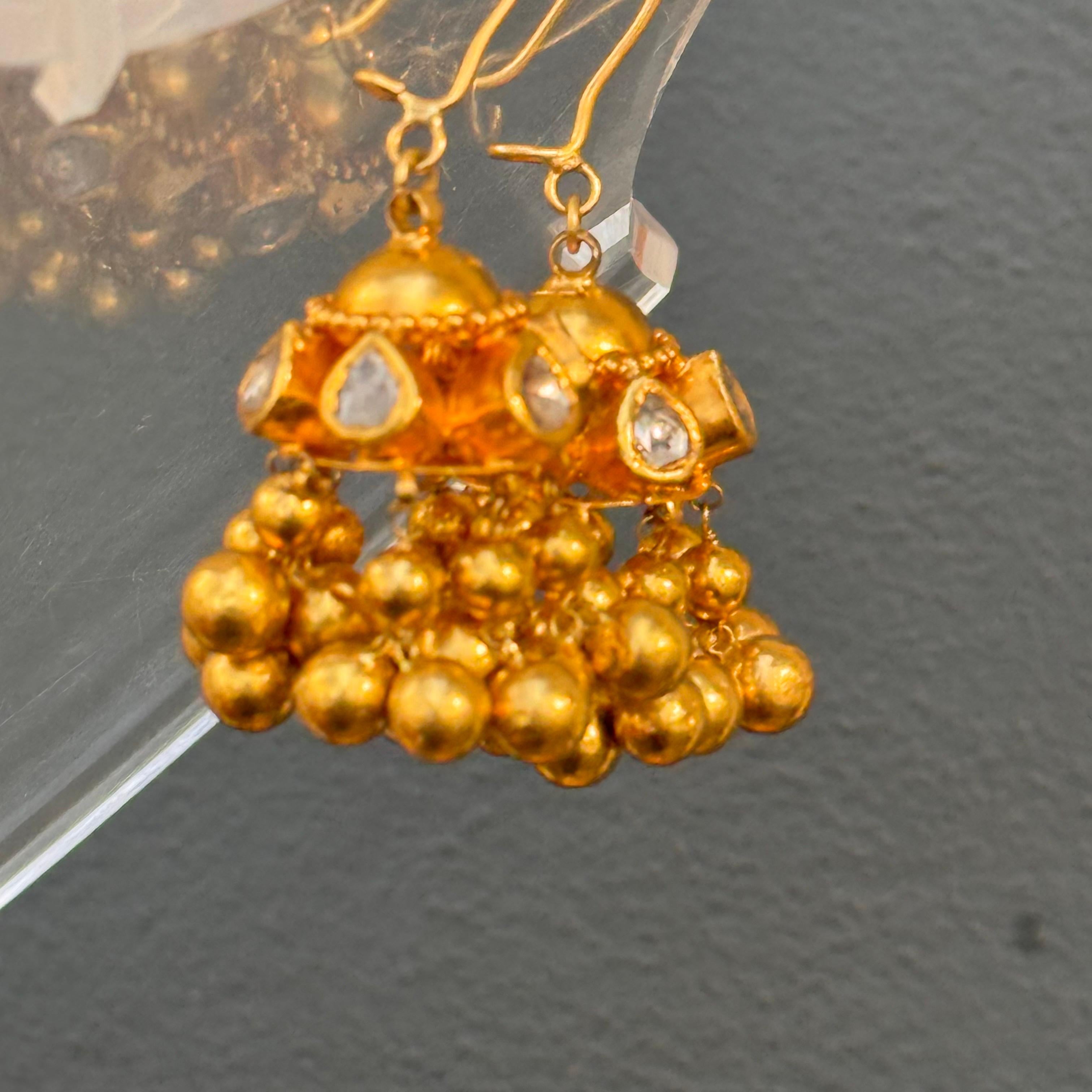 21 kt Solid Gold Diamond  Chandelier Earrings  For Sale 7