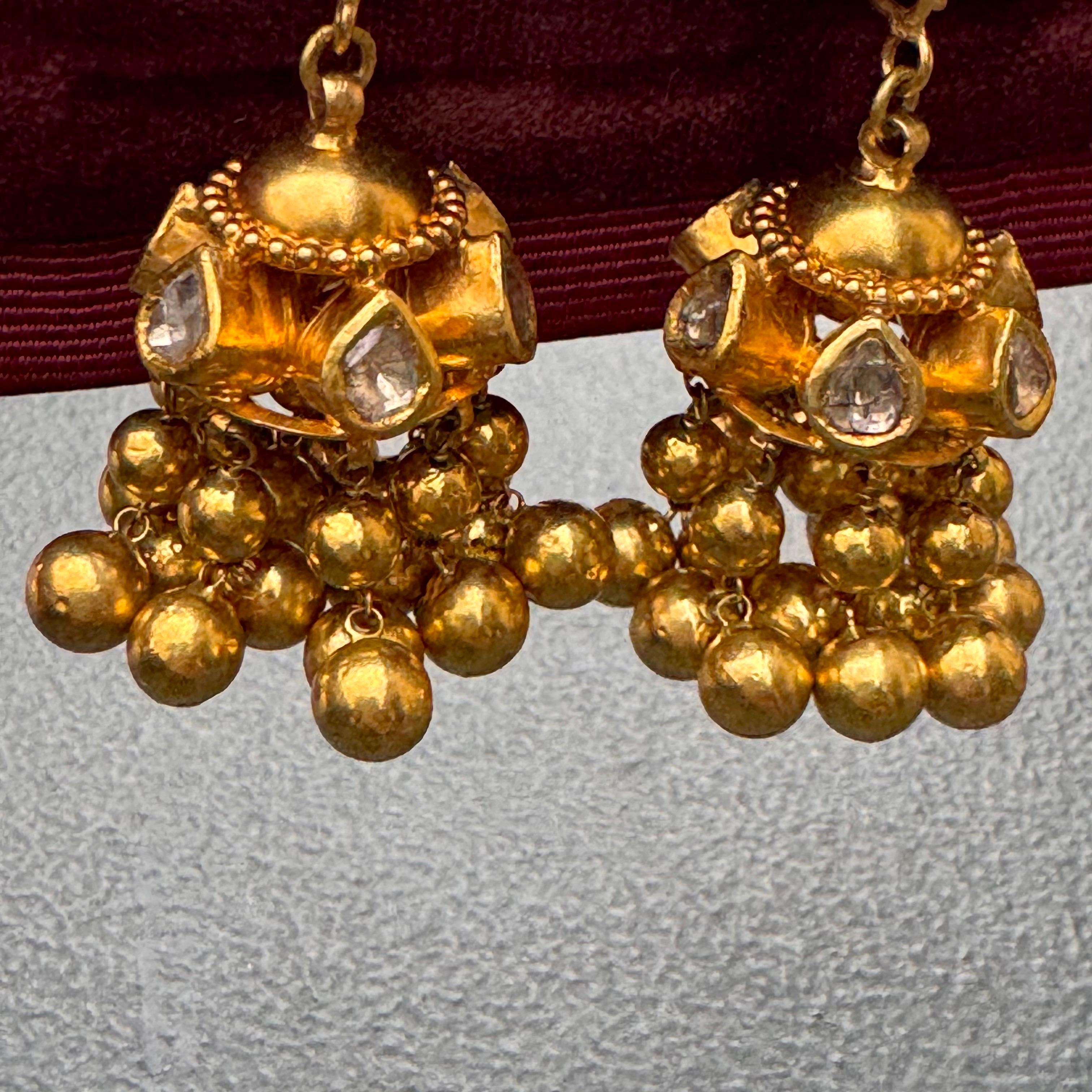 Or massif 21 kt Diamant  Boucles d'oreilles chandelier  Pour femmes en vente