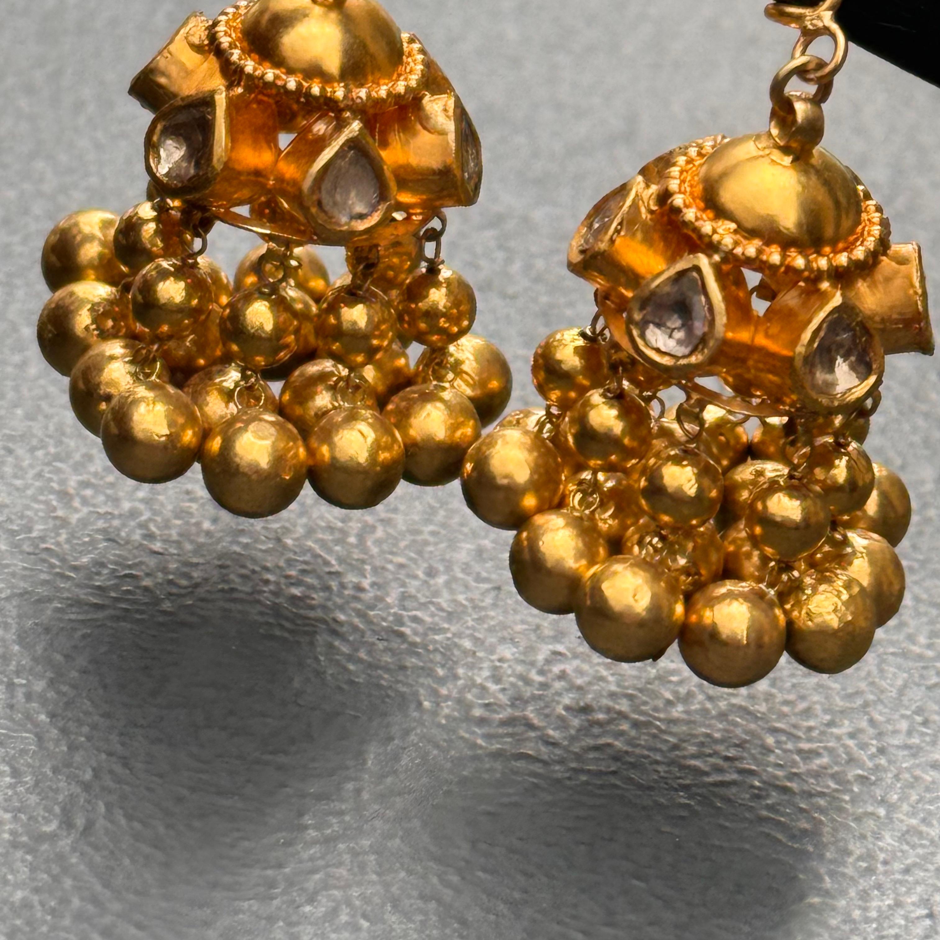 21 kt Solid Gold Diamond  Chandelier Earrings  For Sale 1