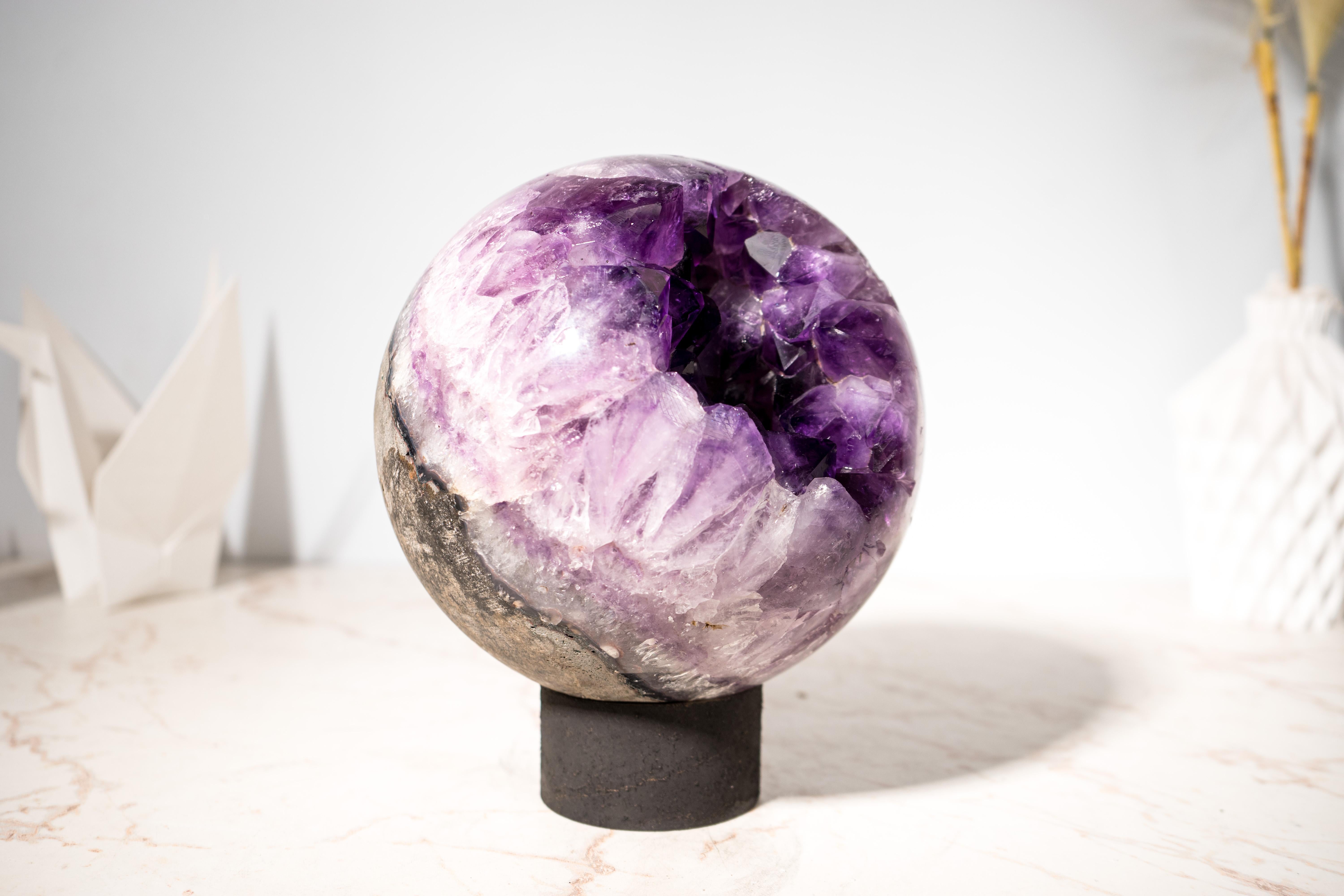 Brasiliano Sfera di ametista AAA da 21 lb X-Large con Druzy viola intenso in vendita