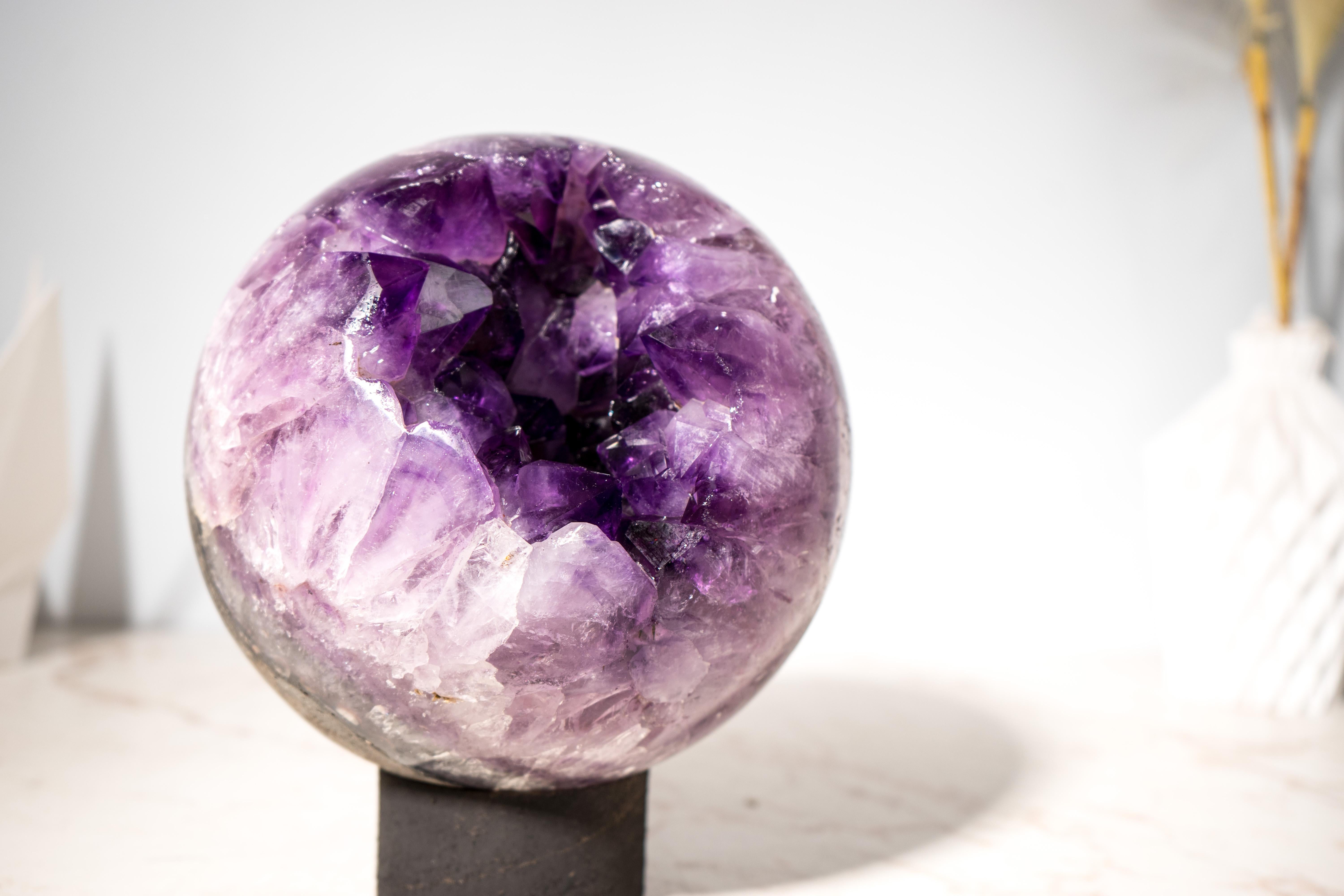 Cristallo Sfera di ametista AAA da 21 lb X-Large con Druzy viola intenso in vendita