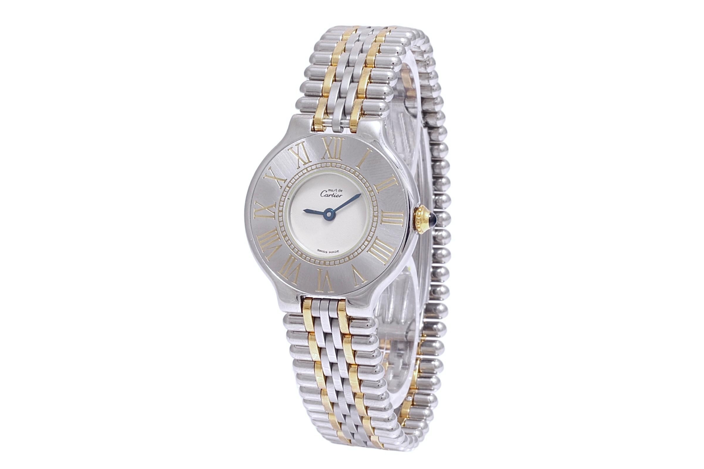 Modern 21 Must de Cartier Quartz 28 mm Wristwatch For Sale