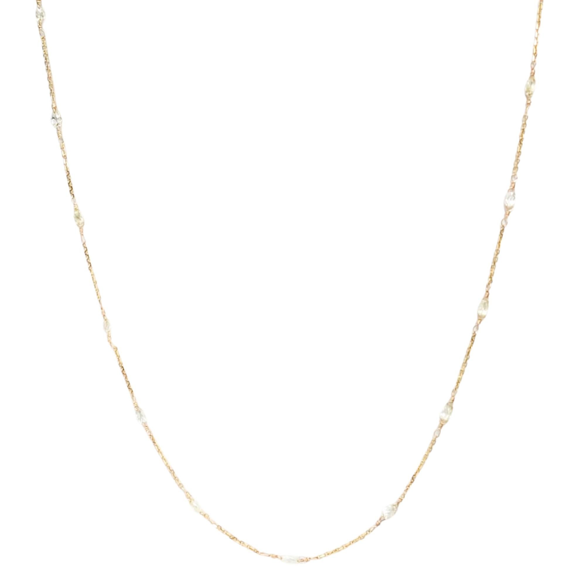 21" Natural White Diamond(2.50 carat) Necklace in 14 Karat Yellow Gold