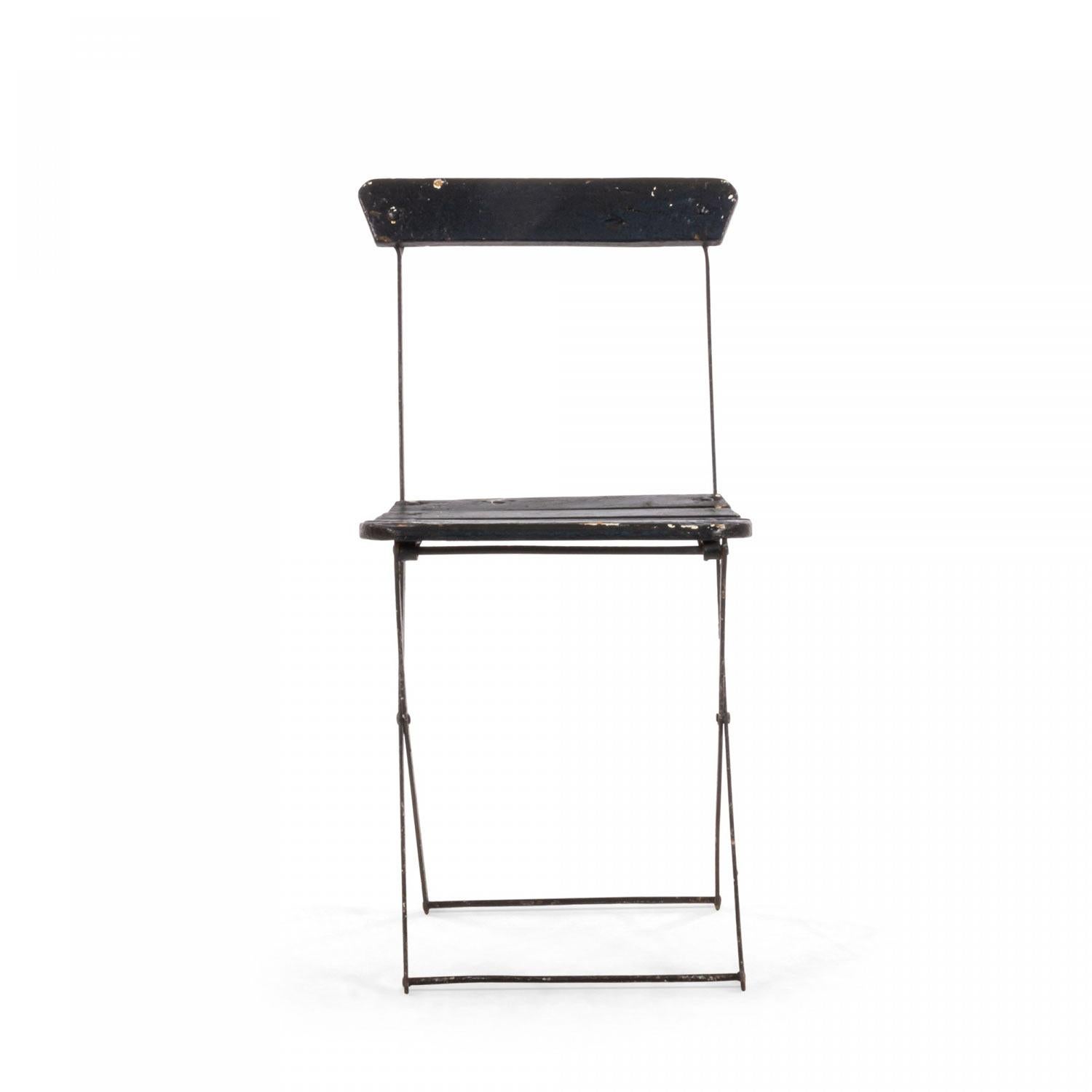 21 Outdoor Eisen faltbar Bistro Stuhl (Biedermeier) im Angebot