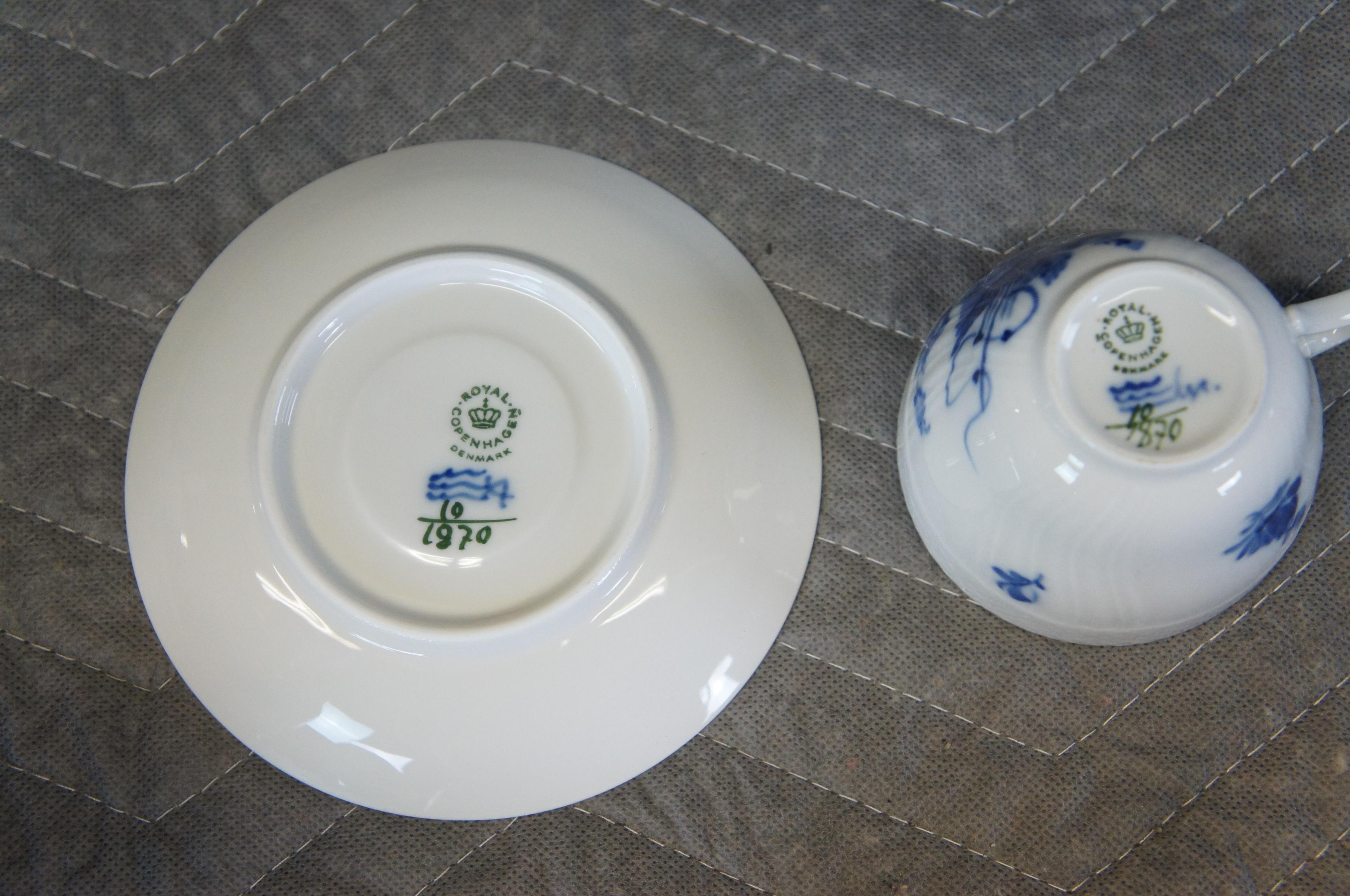 21 Piece Royal Copenhagen Porcelain Blue Flowers Coffee Tea Set Service for 8 For Sale 3