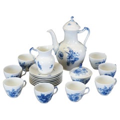 21 Piece Royal Copenhagen Porcelain Blue Flowers Coffee Tea Set Service for 8