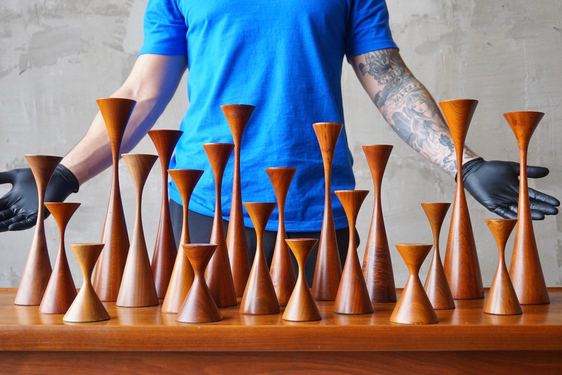 Walnut 21 Rude Osolnik Graduated Candlestick Holders For Sale