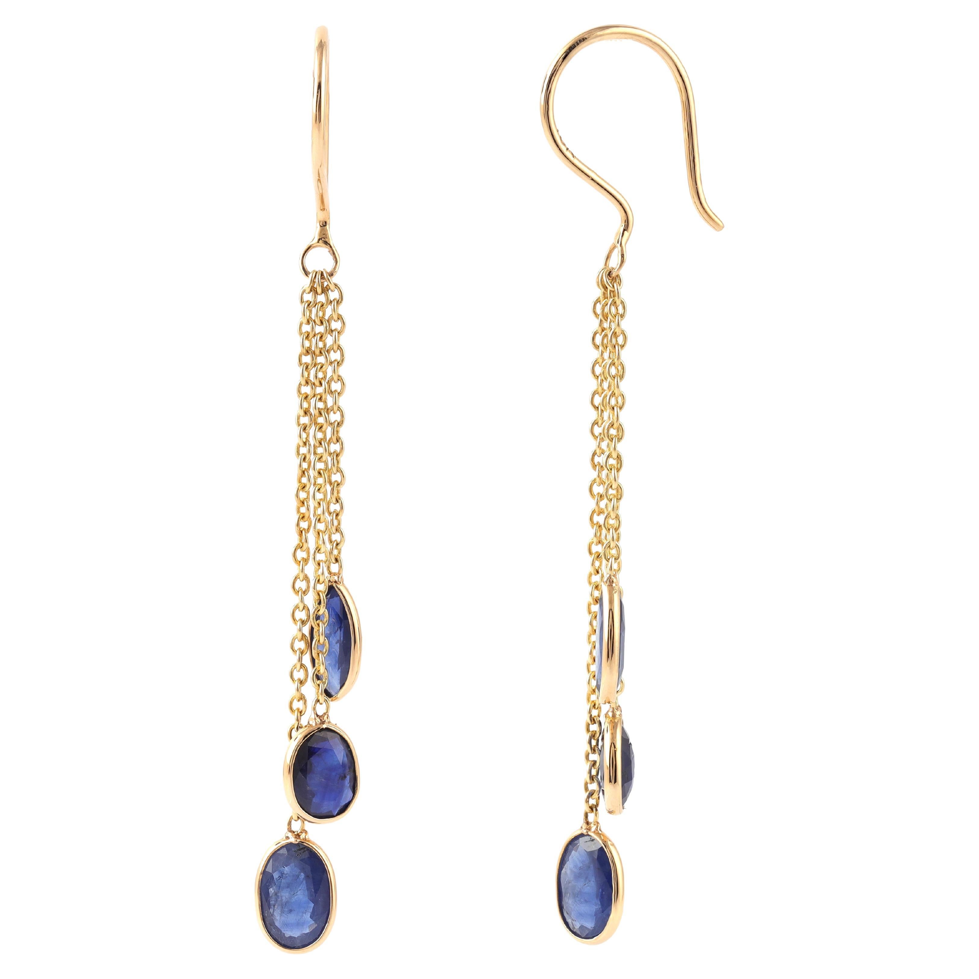 2.1 Sapphire in 18 Karat Gold Loop Earrings For Sale