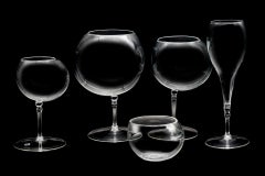 Service de table, ensemble de 30 verres, verre soufflé, Bubble set, Kanz
