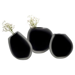 Murano glass vases, set of 3 pcs, Notturni, Kanz, Black color