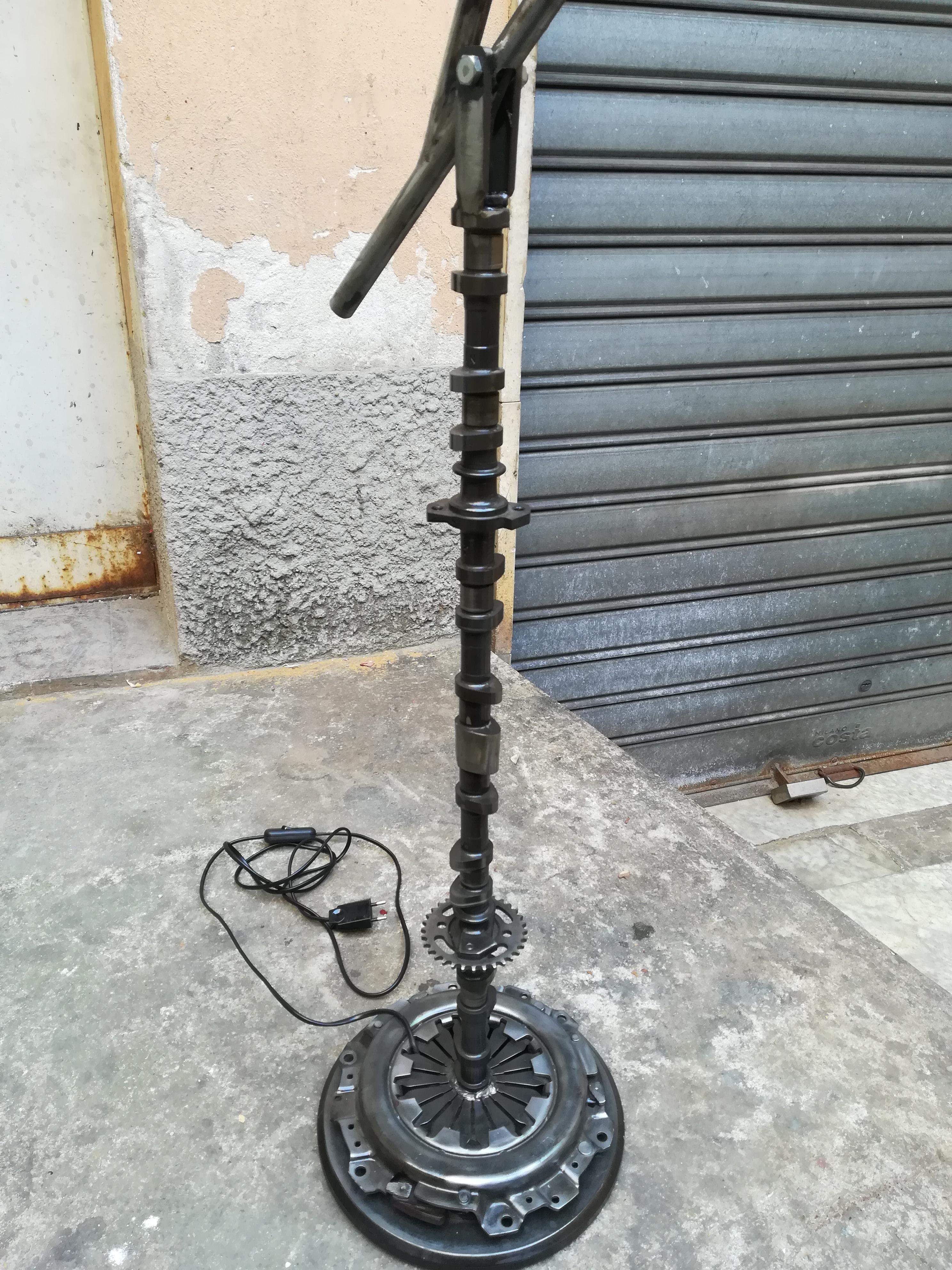 Contemporary 21st Century Upcycling Metal Floor Lamp Made by Old Car's Mechanism For Sale