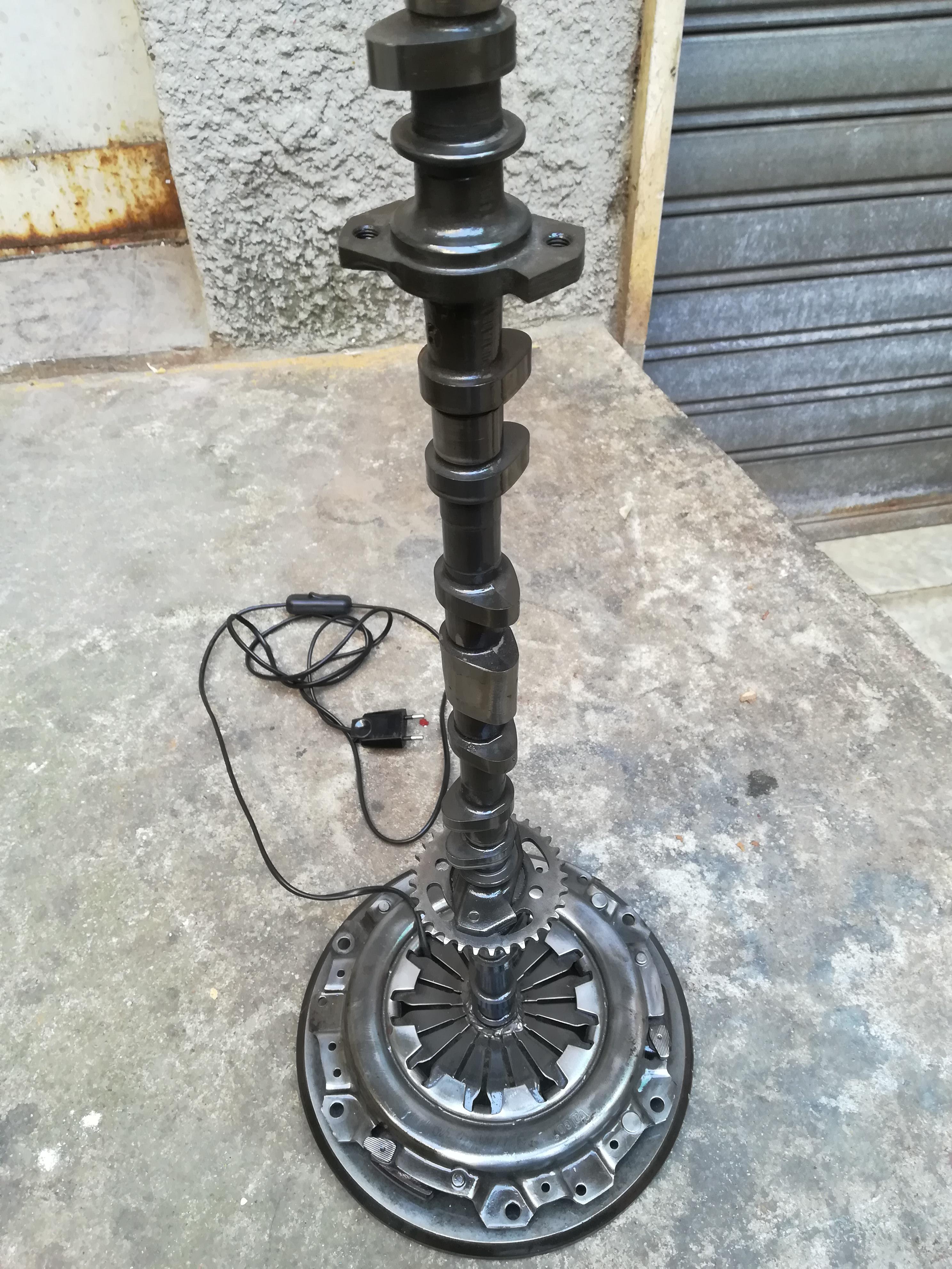 21st Century Upcycling Metal Floor Lamp Made by Old Car's Mechanism For Sale 1