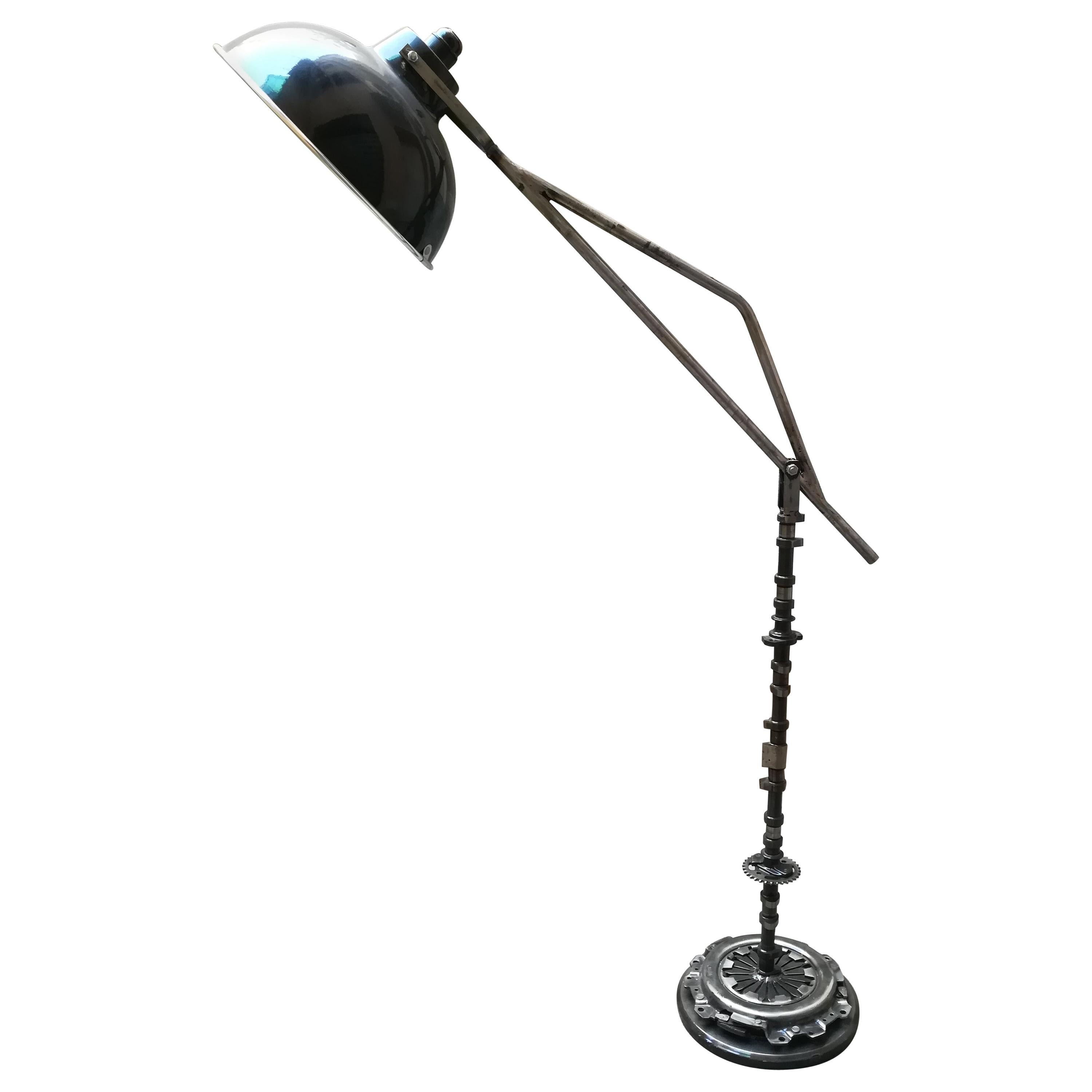 21st Century Upcycling Metal Floor Lamp Made by Old Car's Mechanism For Sale