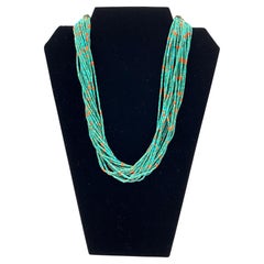 21-strand Türkis- und Korallenperlenkette von Aldrich