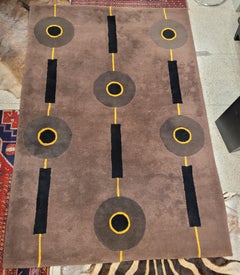 21 th century Black, Brown, yellow Indian wool Rug by Roche Bobois