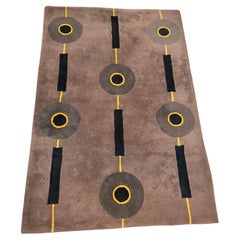 21 th century Black, Brown, yellow Indian wool Rug by Roche Bobois