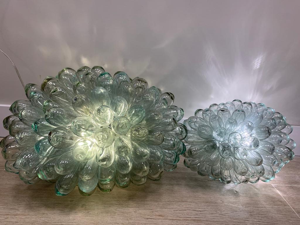 French 21th Century Blown Glass Set of Table Lamps, Handmade Sculptures