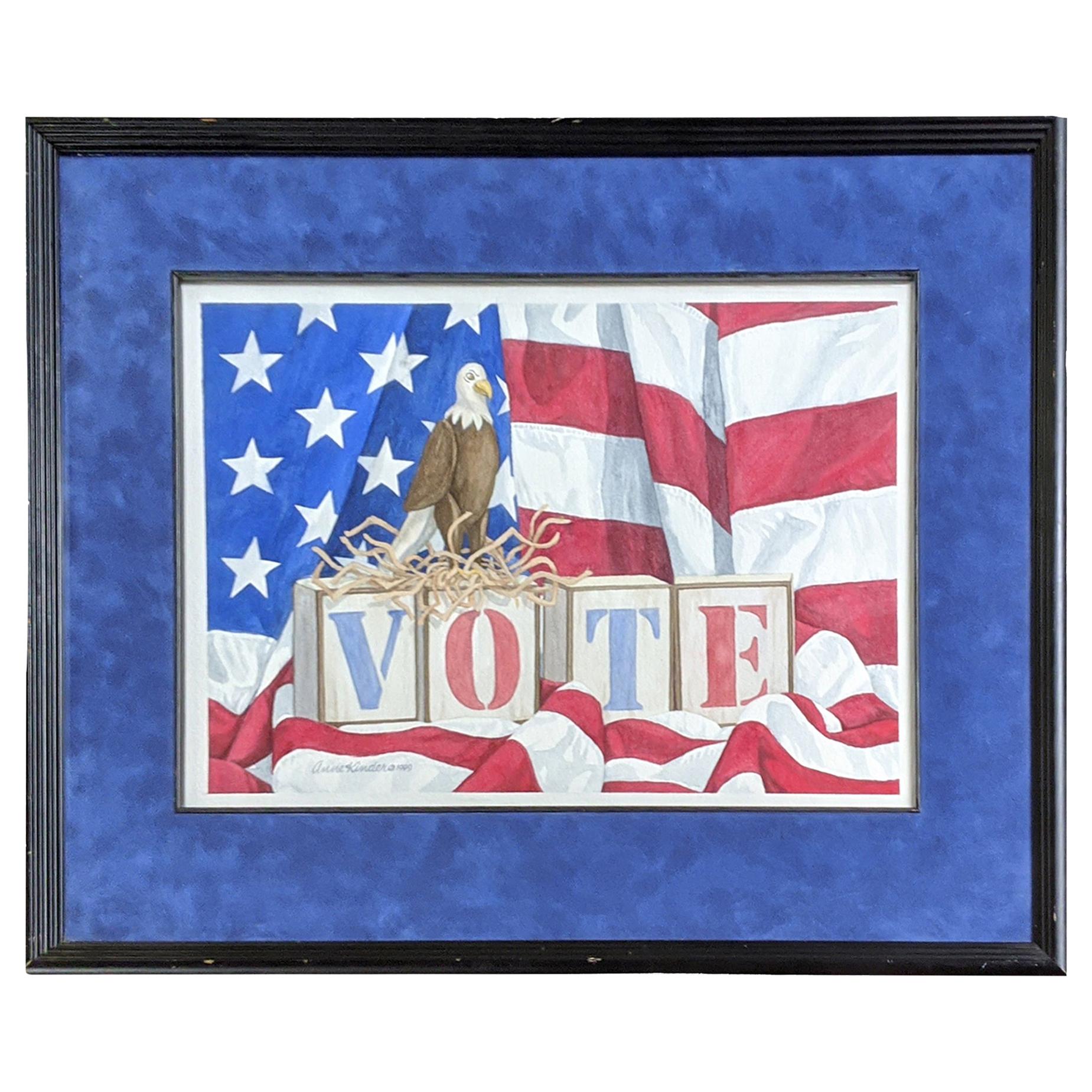 Vote Watercolor by Anne Kinder, 1999 For Sale