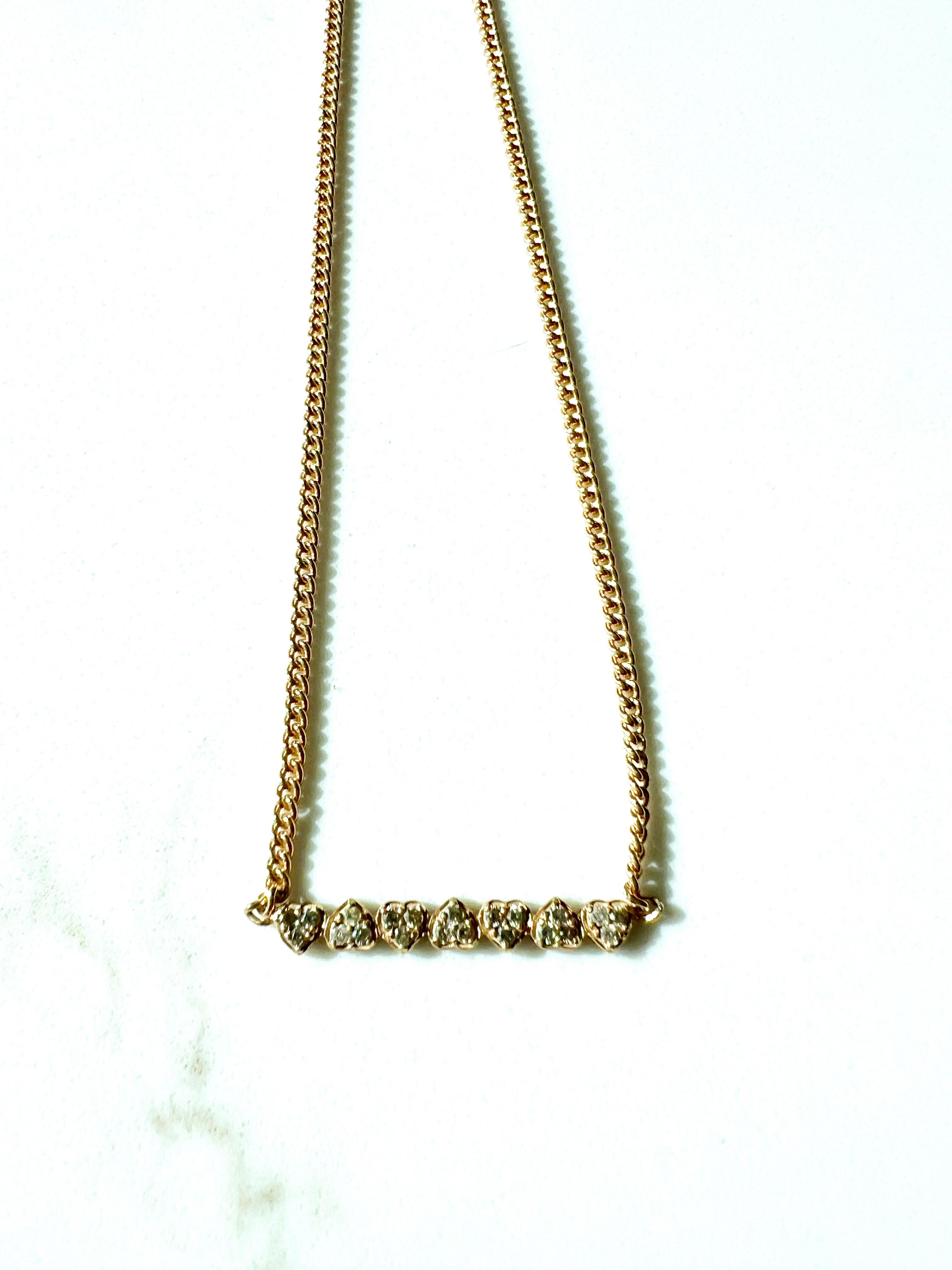 Collar Cadena Corazones Diamantes Blancos Gargantilla en venta 1