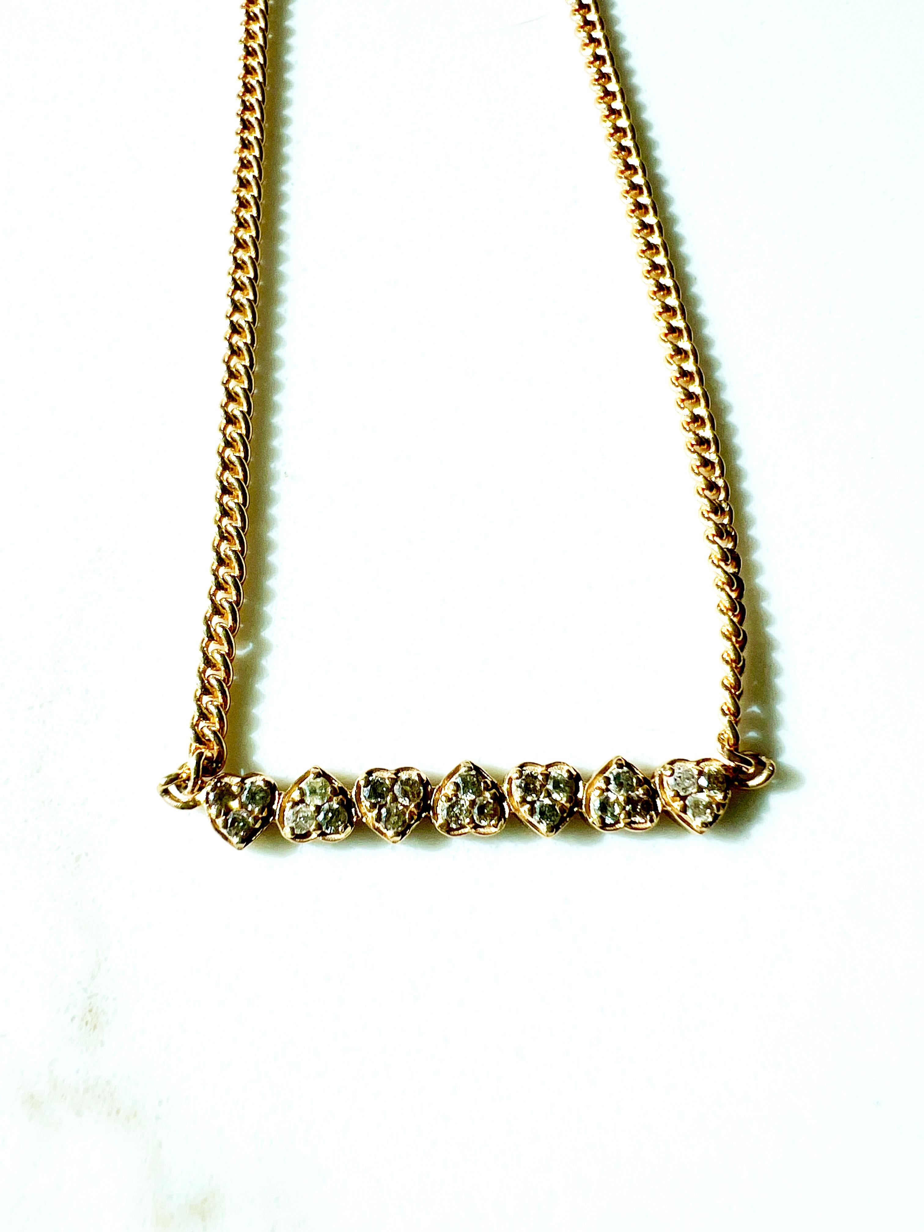 Collar Cadena Corazones Diamantes Blancos Gargantilla en venta 2