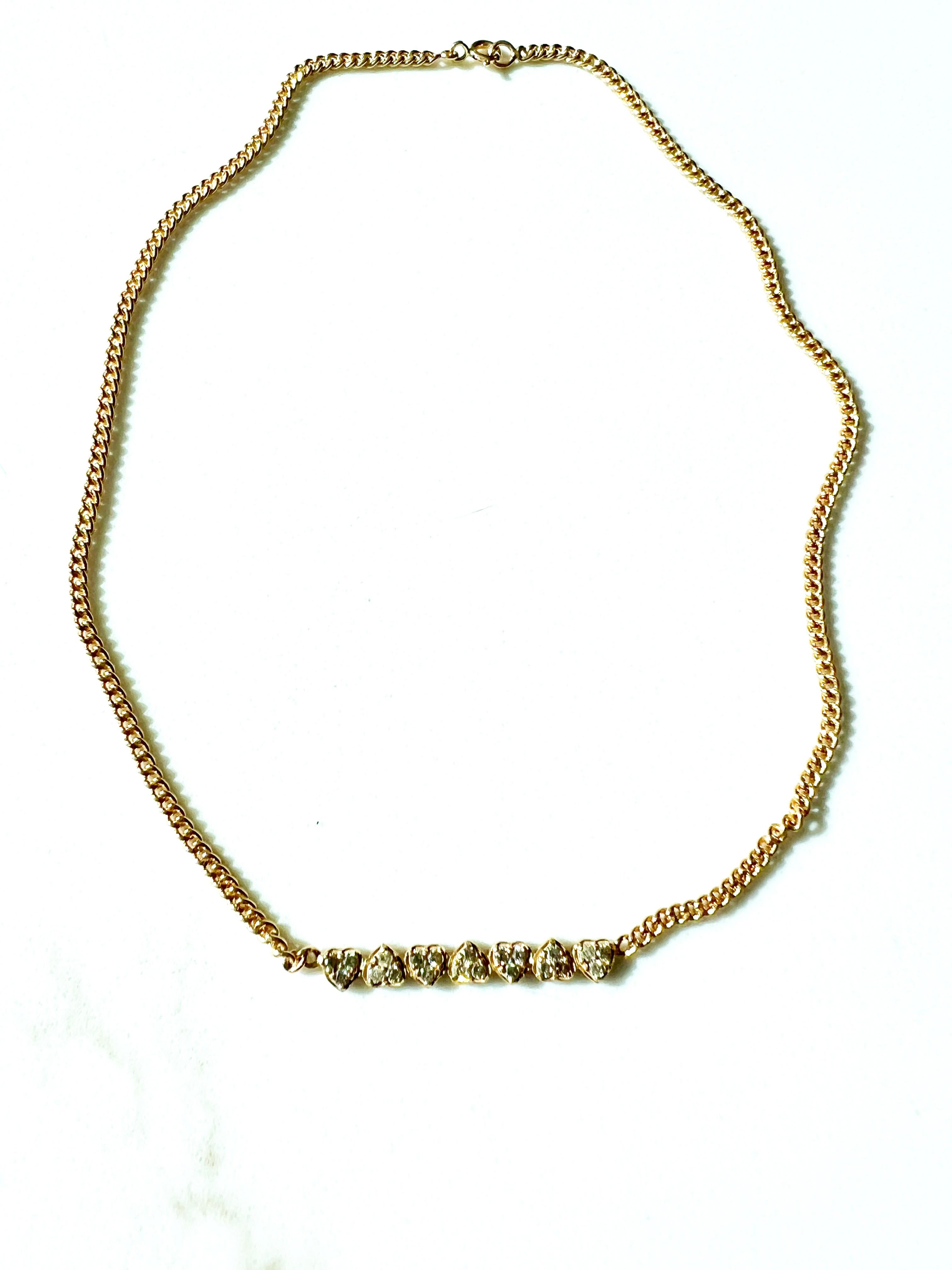 Collar Cadena Corazones Diamantes Blancos Gargantilla en venta 3
