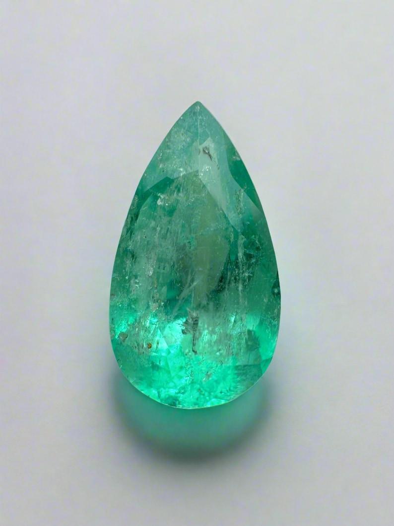 Esmeralda verde colombiana de 2,10 quilates 12x6,5 - Lágrima talla pera Birthstone de mayo