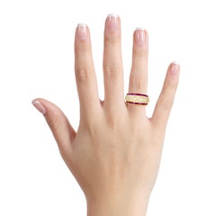2.10 Carat 14 Karat Yellow Gold Ruby Diamond Dome Band Ring