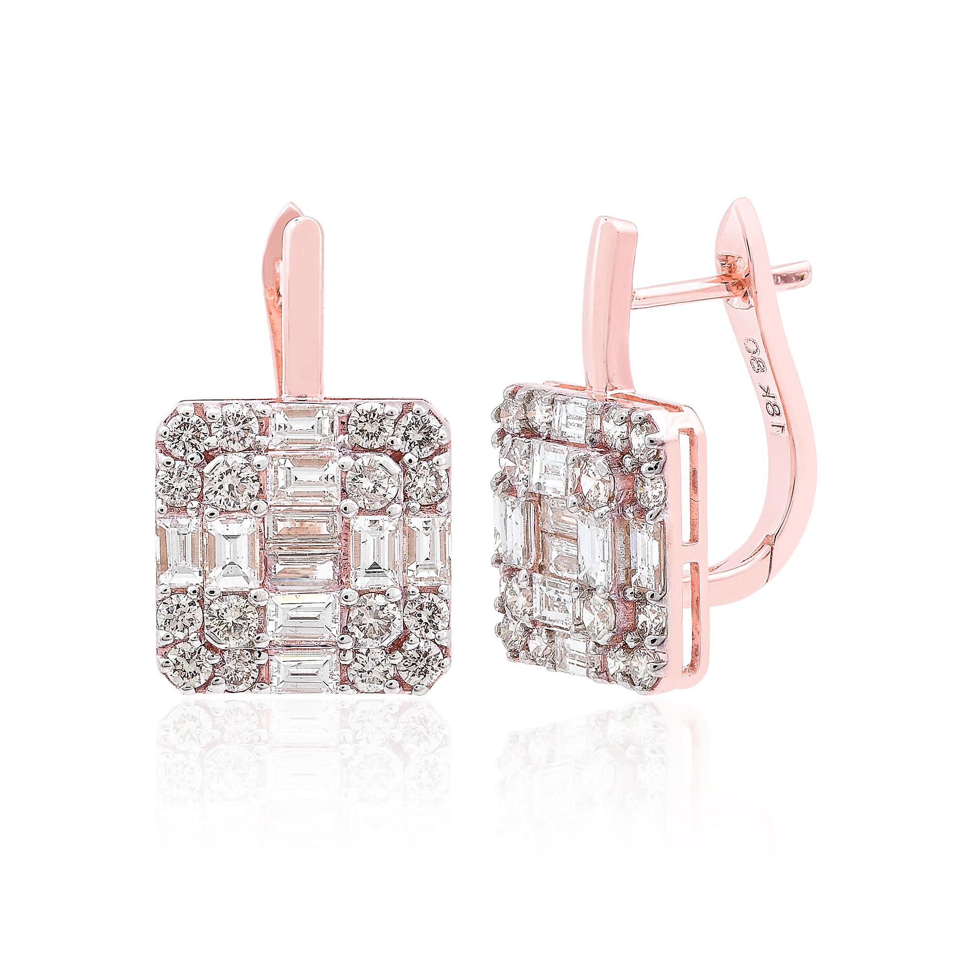 Item Code:- SEE-11637
Gross Weight :- 5.35 gm
18k Solid Rose Gold Weight :- 4.93 gm
Natural Diamond Weight :- 2.10 carat  ( AVERAGE DIAMOND CLARITY SI1-SI2 & COLOR H-I )
Earrings Size :- 20x13 mm approx.

✦ Sizing
.....................
We can adjust